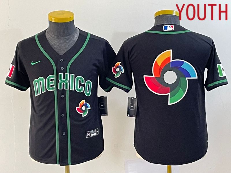 Youth 2023 World Cub Mexico Blank Black Nike MLB Jersey11->youth mlb jersey->Youth Jersey